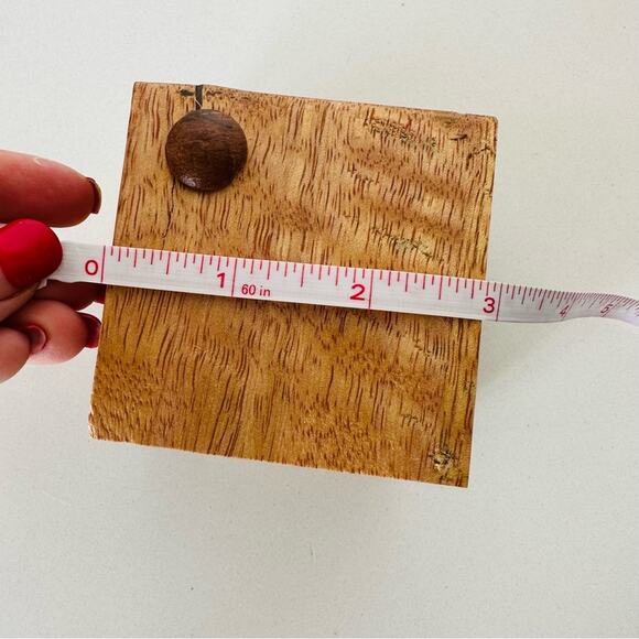 VINTAGE Handmade Light Wooden Square Storage Decorative Spice Jewelry Box Lid - Picture 6 of 10